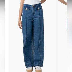 Blank NYC Franklin Ribcage High-Rise Wide-Leg Jeans in Medium Blue